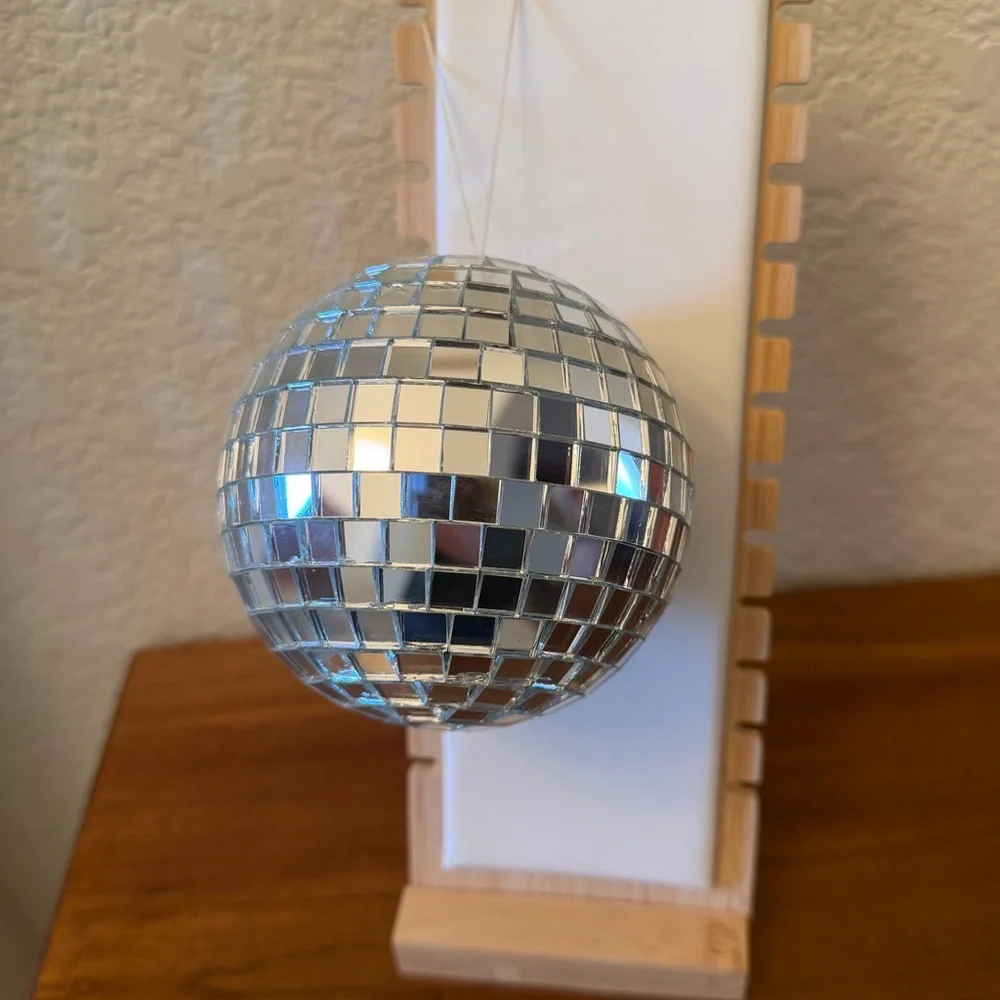 SOLD / Silver Disco Ball Party Decoration, Mirror Ball, NWOT